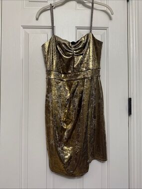 Zara Metallic Gold Cocktail Dress